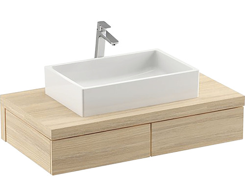 Koupelnová skříňka pod umyvadlo RAVAK Formy dub 1000 x 220 x 550 mm X000001033 Umyvadlová kombinace s umyvadlem na desku a dvěma zásuvkami