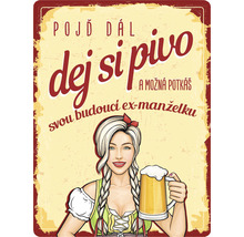 Dekorativní štít s ženou v dirndlu a půllitrem piva