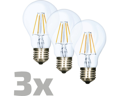 LED žárovka baňka E27, 8W, 806lm, 2700K, filament, 3 ks