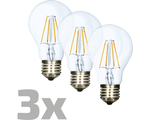 LED žárovka baňka E27, 8W, 806lm, 2700K, filament, 3 ks Tři LED žárovky s paticí E27