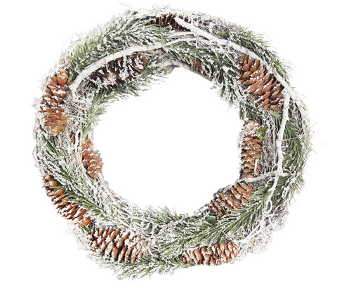 Dekorativní vánoční věnec s jedlovými větvemi a šiškami