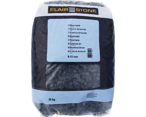 Kamenná drť čedičová Flairstone 8–12 mm černá balení 25 kg