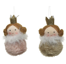Dvě princezny vánoční ozdoby na stromeček z plyše s korunou