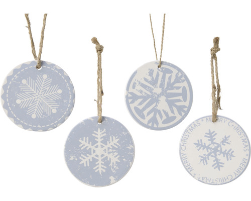 Vánoční dekorace závěsná 1 ks, různé druhy Čtyři vánoční ozdoby se vzorem sněhových vloček a šňůrkou na zavěšení