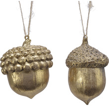 Dva kovové přívěsky ve tvaru žaludu se závěsnou šňůrkou