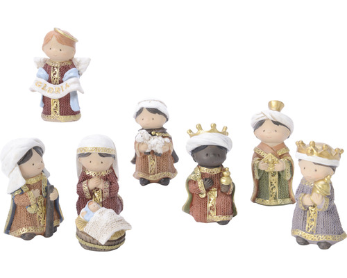 Sada figurek do betléma s andělem, Marií, Josefem, Ježíškem, pastýřem a třemi králi