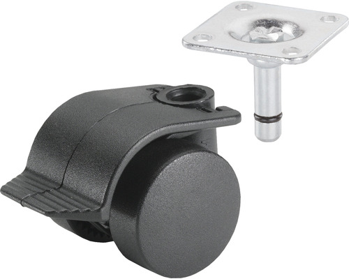 Nábytkové kolečko s aretací a montážní deskou