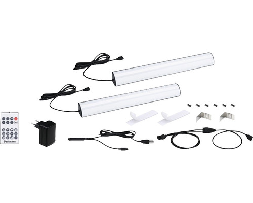 Sada nábytkového osvětlení Paulmann se dvěma světly, dálkovým ovládáním, napájecím zdrojem a příslušenstvím
