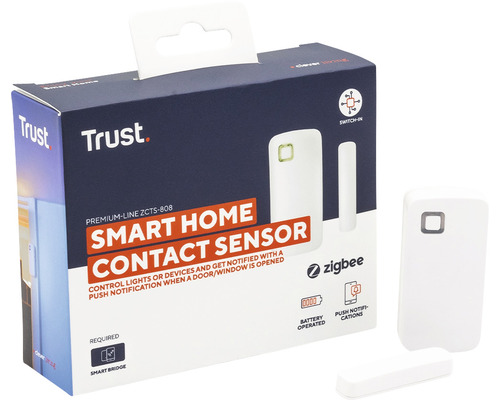 Trust Smart Home kontaktní senzor v krabici a vedle ní