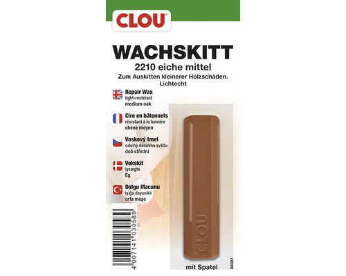 Clou voskový tmel č. 2210 dub středně tmavý 15 g Clou voskový tmel 2210 dub střední pro opravu menších poškození dřeva