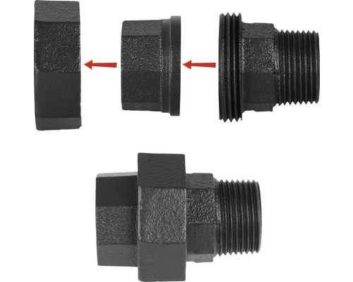 Demontovaná a smontovaná tvarovka z temperované litiny