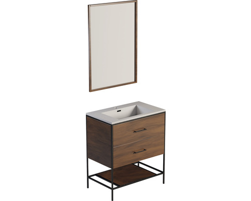 Umyvadlová skříňka se zrcadlem, dvě zásuvky a úložná police do koupelny