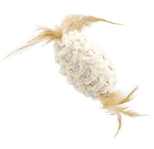 Hračka pro kočky Magic Cat míč váleček žinylkový s pírky a catnipem 20 cm, různé barvy
