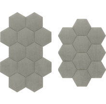 Dva šestiúhelníkové šedé akustické panely