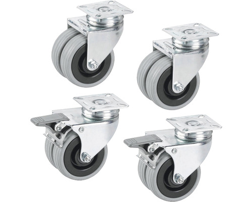 Čtyři nábytková kolečka s parkovací brzdou