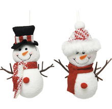 Dvě figurky sněhuláků s kloboukem a šálou jako vánoční dekorace