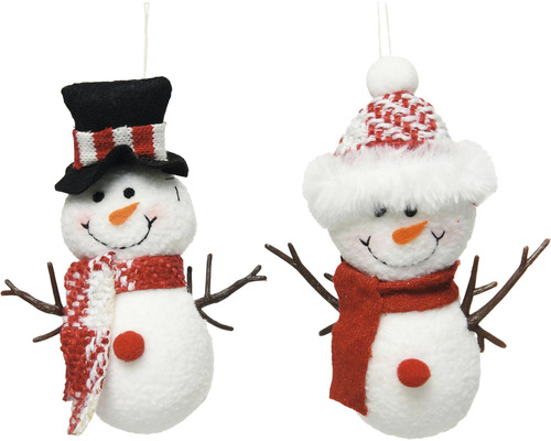 Dvě figurky sněhuláků s kloboukem a šálou jako vánoční dekorace