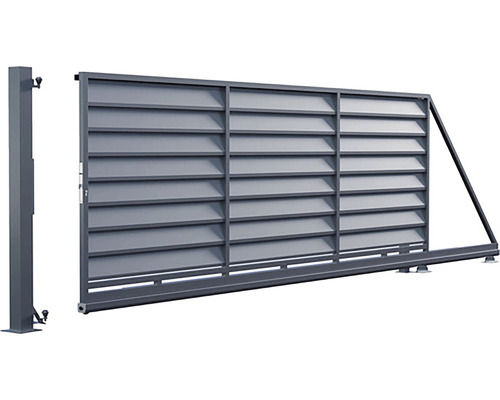 Brána posuvná POLARGOS Mistral 400 x 150 cm pravá Zn + 7016 antracit samonosná Posuvná brána se sloupky pro venkovní použití