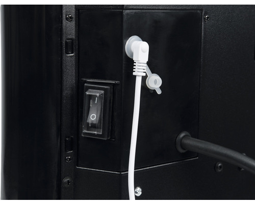 Detail zařízení s vypínačem, kabelem a zástrčkou