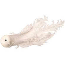 Dekorativní holubice s peřím a třpytkami