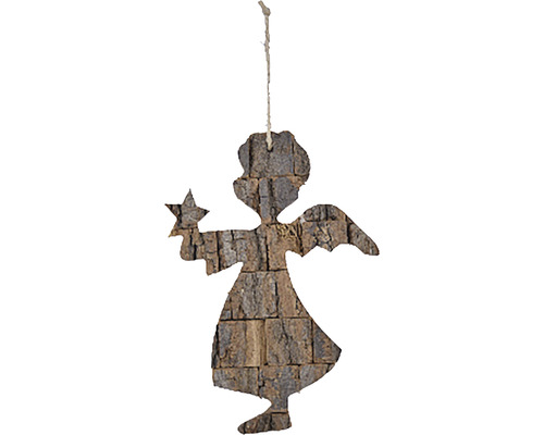 Anděl závěsný 14 x 20 x 1,5 cm přírodní Dekorativní anděl z korku s hvězdou k zavěšení