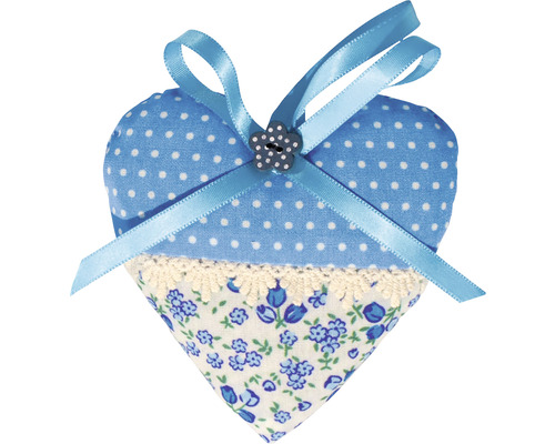 Látkový polštář ve tvaru srdce se stuhou a květinovým vzorem