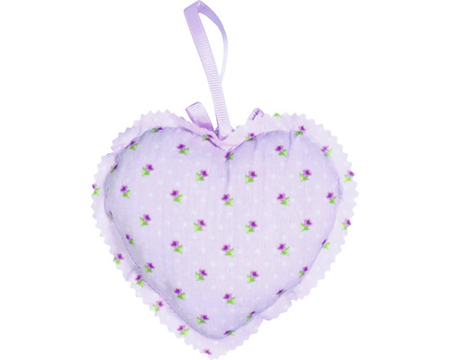 Ozdobný polštář ve tvaru srdce s květinovým vzorem a poutkem