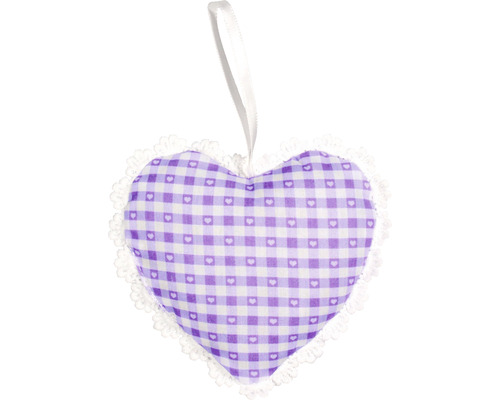 Dekorativní látkové srdce s kostkovaným vzorem a stuhou k zavěšení