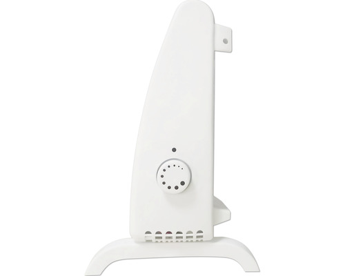 Detailní pohled na bílý olejový radiátor s regulátorem teploty