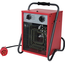 Elektrický ohřívač s rukojetí a spínačem pro regulaci výkonu.