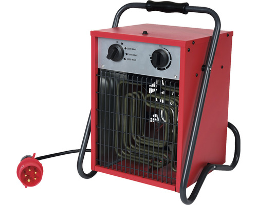 Elektrický topný ventilátor červený 5 000 wattů