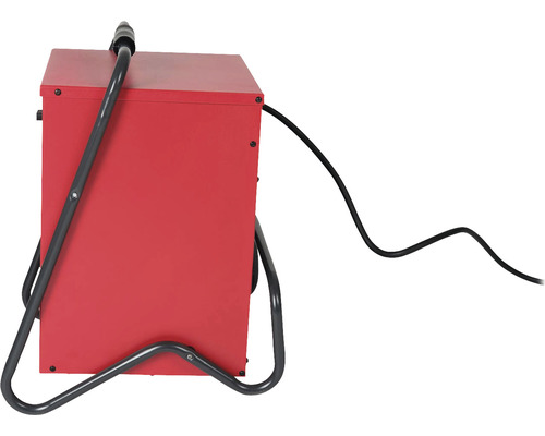 Červená svářečka s nosným rámem a kabelem
