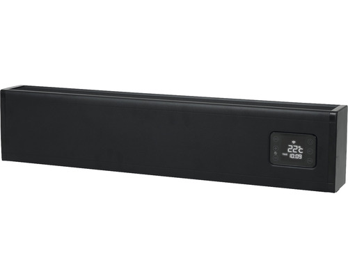 Černý radiátor s digitálním displejem pro zobrazení teploty