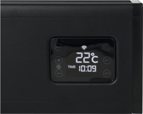 Displej topení s ukazatelem teploty a ovládacími prvky