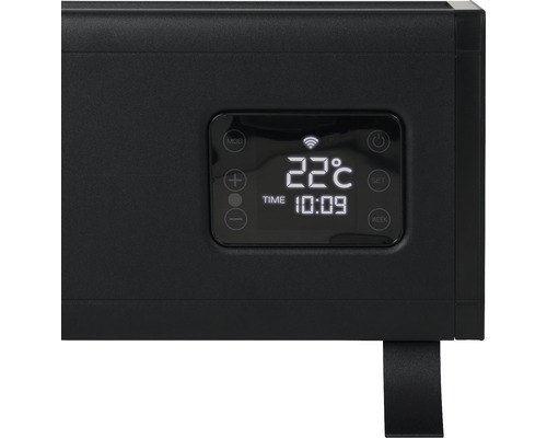 Digitální displej topného zařízení s ukazatelem teploty a času