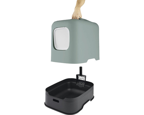 Kočičí toaleta s kapucí a lopatkou na stelivo