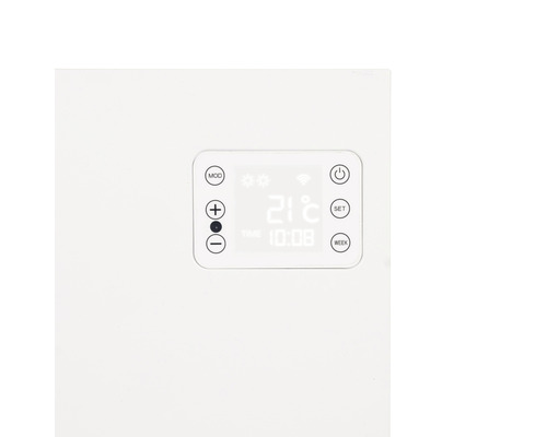 Detail ovládacích prvků radiátoru s digitálním displejem