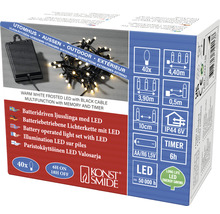 Balení bateriového LED světelného řetězu s teplými bílými LED a černým kabelem pro venkovní použití