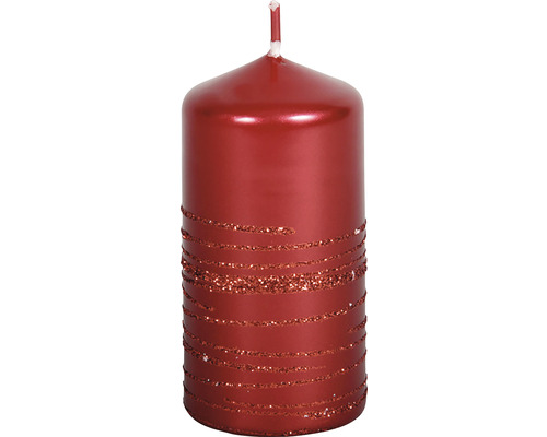 Válcová svíčka s třpytivými pruhy