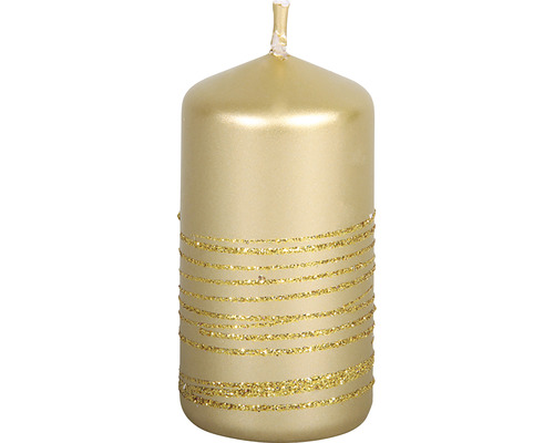 Vánoční svíčka válec ANDROMEDA Ø5 x 10 cm zlatá Svíčka s dekorací