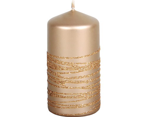 Dekorativní sloupová svíčka s třpytivými liniemi