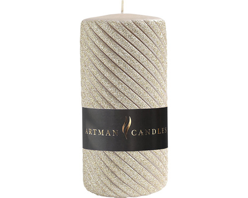 Svíčka válec CAROLINE Ø7 x 14 cm růžovozlatá Sloupová svíčka Artman Candles se spirálovým designem