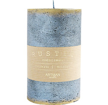 Rustikální sloupová svíčka s metalickým povrchem