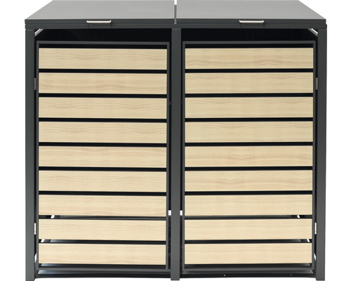 Kontejner na popelnice pro dvě popelnice s dřevěným obložením