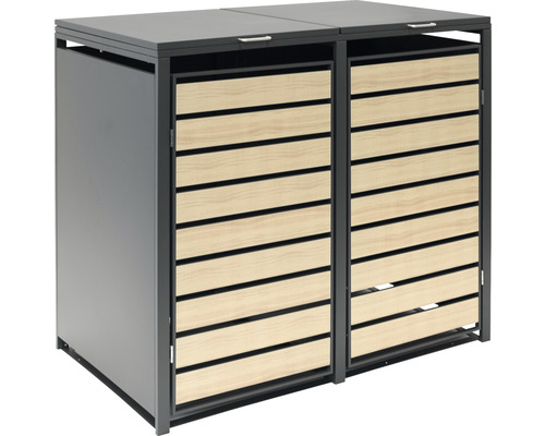 Kontejnerový box pro dvě popelnice s dřevěným obložením