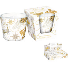 Vonná svíčka Golden Glow s vánočním motivem a balením