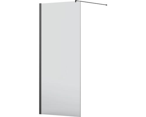 Walk In Jungborn SETTE 80 cm barva rámu černá dekor skla čiré sklo Skleněná zástěna walk-in s stabilizační tyčí