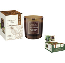 Vonná svíčka Santalové dřevo s dřevěným knotem a sójovým voskem, 150 gramů