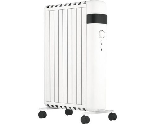 Bílý olejový radiátor s kolečky