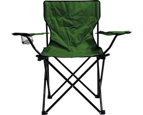 Zelená kempingová židle s držákem na nápoje